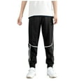 thumbnail image 1 of piuwrlz Kid Long Pants for Boys Sweatpants Solid Color Pocket Trousers Black Size 10 Years, 1 of 3