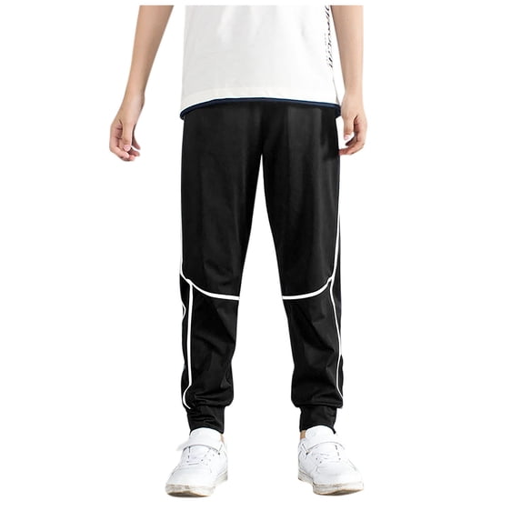 piuwrlz Kid Long Pants for Boys Sweatpants Solid Color Pocket Trousers Black Size 10 Years