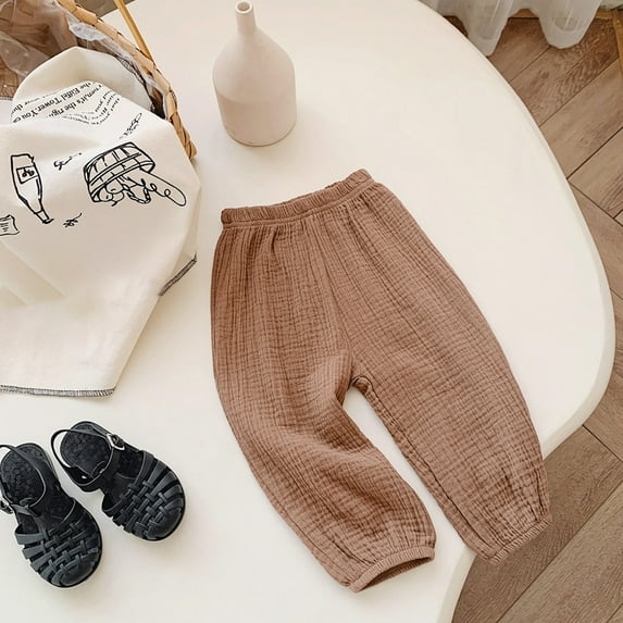 piuwrlz Kid Long Pants for Girls Sweatpants Fashionable Cotton Pocket Trousers Coffee Size 4-5Years