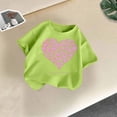 thumbnail image 1 of piuwrlz Kid Short Tops for Girls Short T-Shirts Sleeve Fashionable Printed Round Neck Blouses Cotton T Shirt Top Green Size 8-9 Years, 1 of 5