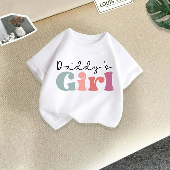 piuwrlz Kid Short Tops for Girls Short T-Shirts Sleeve Fashionable Printed Round Neck Blouses Cotton T Shirt Top White Size 6-7Years