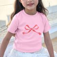 thumbnail image 1 of piuwrlz Kid Short Tops for Girls Short T-Shirts Sleeve Printed Bow-knot Round Neck Blouses T Shirt Top Pink Size 110, 1 of 8