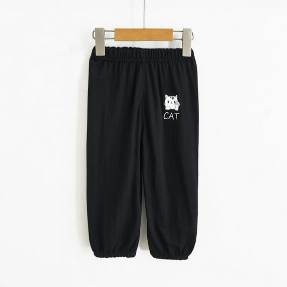 piuwrlz Kid and Toddler Boy Jogger Pant Printed Anti-Mosquito Cotton Children's Pants Black Size 5-6 Years