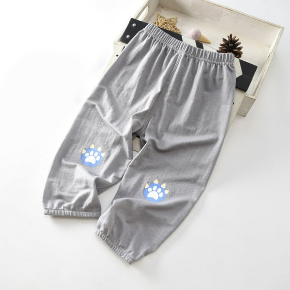 piuwrlz Kid and Toddler Boy Jogger Pant Printed Anti-Mosquito Cotton Children's Pants Gray Size 3-4 Years