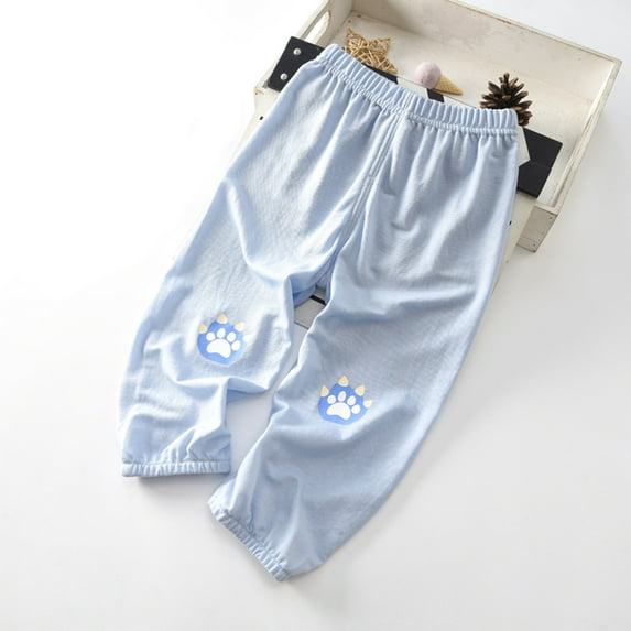 piuwrlz Kid and Toddler Boy Jogger Pant Printed Anti-Mosquito Cotton Children's Pants Light Blue Size 4-5 Years