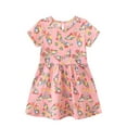 thumbnail image 1 of piuwrlz Kids Short Shirt Dresses Little Girls 6Y Skirts Solid Color New Printed Round Neck Cotton Knitted Dress Pink, 1 of 7