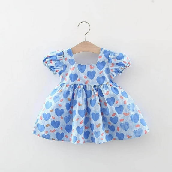 piuwrlz Kids Short Shirt Dresses Little Girls 2 Years Skirts Floral Fashionable Dress Blue