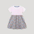 thumbnail image 1 of piuwrlz Kids Short Shirt Dresses Little Girls 3 Years Skirts Printed Round Neck Stripe Animals Print Dress Pink, 1 of 6
