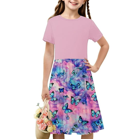 piuwrlz Kids Short Shirt Dresses Little Girls 4 Years Skirts Dragonflies Printed Simplicity Butterflys Dress Multicolor