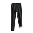 thumbnail image 1 of piuwrlz Kids Winter Plush Pants for Girls Boys Long Thick Velvet Cotton Sweatpants Black Size 160, 1 of 3