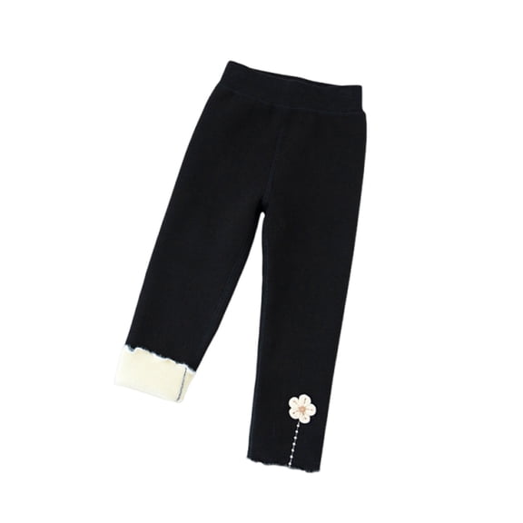 piuwrlz Kids Winter Plush Pants for Girls Boys Long Thick Velvet Cotton Sweatpants Black Size 6 Years
