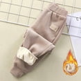 thumbnail image 1 of piuwrlz Kids Winter Plush Pants for Girls Boys Long Thick Velvet Cotton Sweatpants Fashionable Brown Size 2 Years, 1 of 3