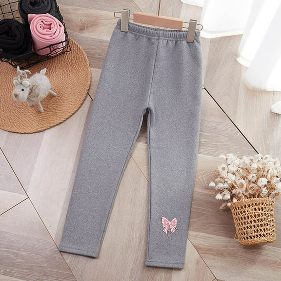 piuwrlz Kids Winter Plush Pants for Girls Boys Long Thick Velvet Cotton Sweatpants Fashionable Gray Size 5 Years
