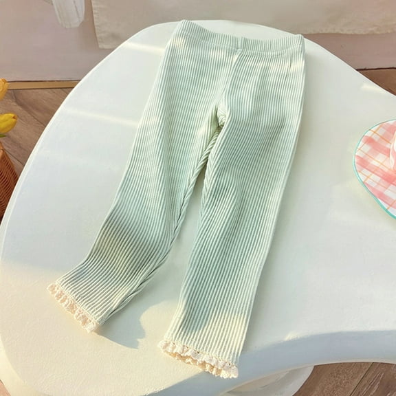 piuwrlz Kids Winter Plush Pants for Girls Boys Long Thick Velvet Cotton Sweatpants Green Size 2 Years