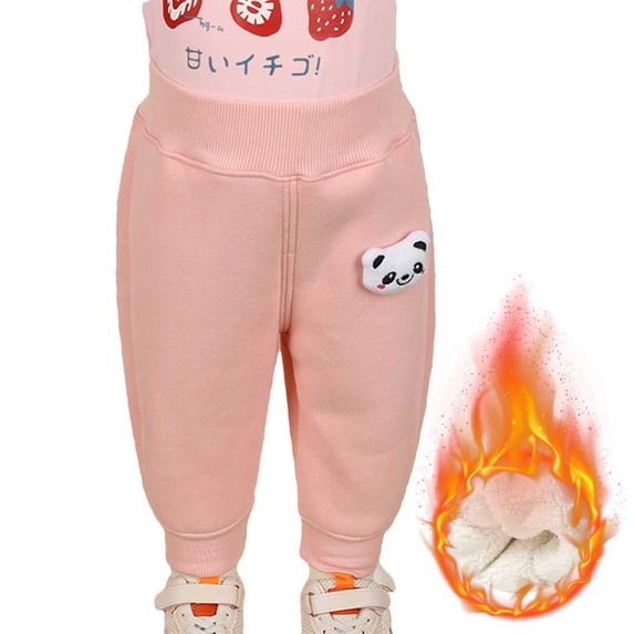 piuwrlz Kids Winter Plush Pants for Girls Boys Long Thick Velvet Cotton Sweatpants Pink Size 18 Months
