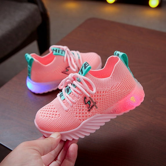 piuwrlz Light up Sneakers Girls Illuminated shoes Glowing Running Shoes Pink Size 29