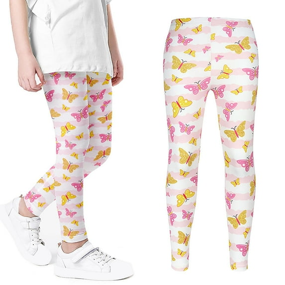 piuwrlz Little Girls Leggings Printed Anti-Mosquito Summer Children's Casual Pants 01 Pink Size 3-4 Years