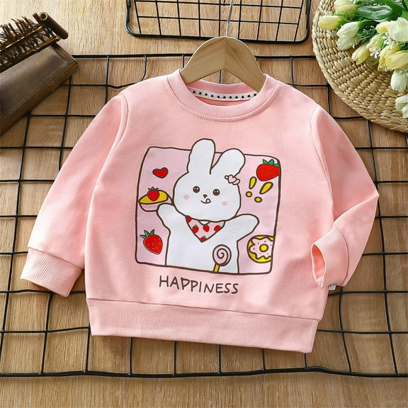 piuwrlz Long Sleeve Sweaters for Girls Boys Printed Sweatshirt T-Shirt Round Neck Shirt Without a Hat Hoodie Pink Size 2 Years
