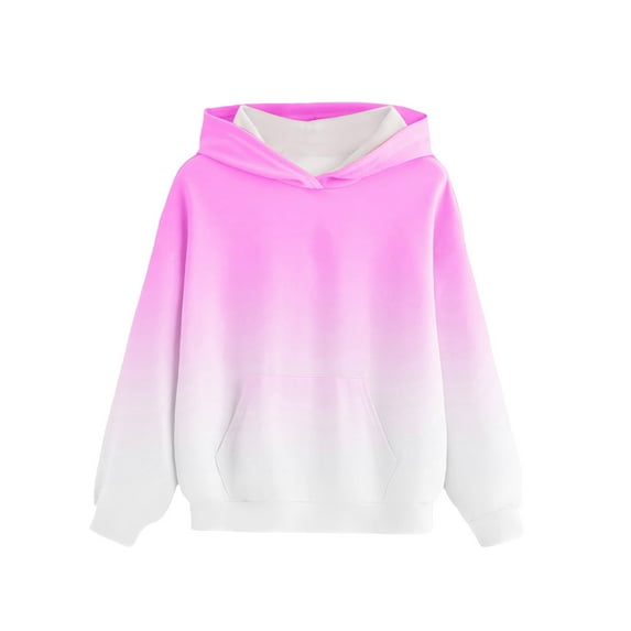 piuwrlz Long Sleeve Sweaters for Girls Boys Solid Color Sweatshirt Pocket Round Neck Without a Hat Hoodie Purple Size 13 Years