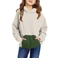 thumbnail image 1 of piuwrlz Long Sleeve Sweaters for Girls Boys Solid Color Sweatshirt Pocket Without a Hat Hoodie Khaki Size 13 Years, 1 of 8