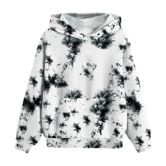 piuwrlz Long Sleeve Sweatshirt for Girls Boys Printed Hoodie Pocket Round Neck Tie Dyeing Without a Hat Hoodie Black Size 5 Years