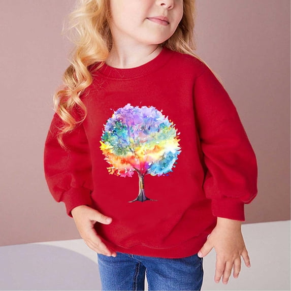 piuwrlz Long Sleeve Sweatshirt for Girls Boys Printed Hoodie Without a Hat Hoodie Red Size 9-10 Years