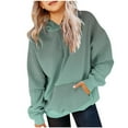 thumbnail image 1 of piuwrlz Long Sleeve Sweatshirt for Girls Boys Solid Color Hoodie Pocket Round Neck Without a Hat Tops Army Green Size 7 Years, 1 of 4