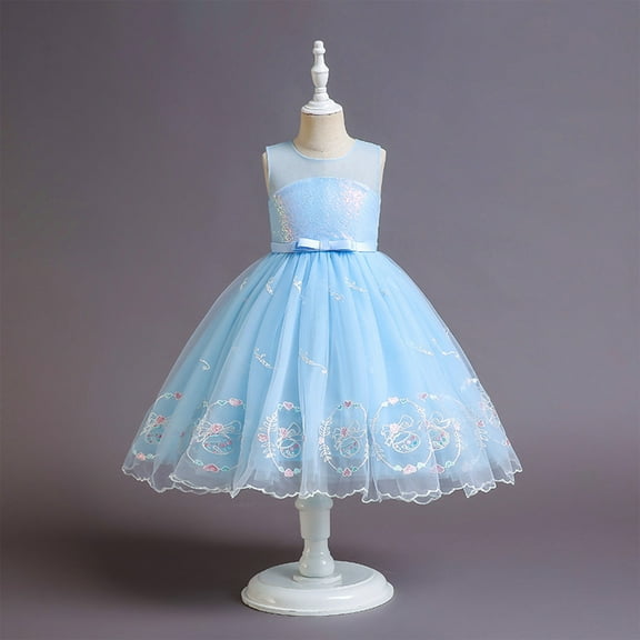piuwrlz Ones Piece Dress for Kid Girls Dress Sleeveless Dress Skirts One Piece Skirt Set Blue Size 3Y