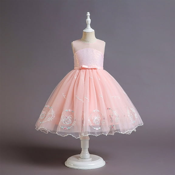 piuwrlz Ones Piece Dress for Kid Girls Dress Sleeveless Dress Skirts One Piece Skirt Set Pink Size 5Y