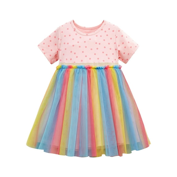 piuwrlz Ones Piece Dress for Kid Girls Mesh Yarn Skirts One Piece Skirt Set Pink Size 3Y