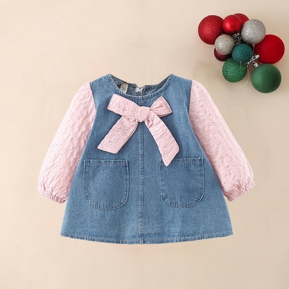 piuwrlz Ones Piece Dress for Kid Girls Skirts Solid Color One Piece Skirt Set Pink Size 1Y