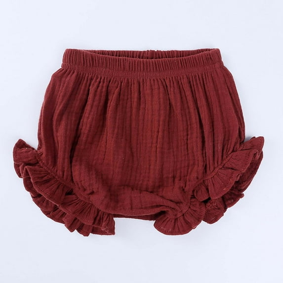 piuwrlz Pants for Kid/Toddler Boy Girls Bread Pants Solid Color Single Piece Short Trousers Wine Size 18-24 Months