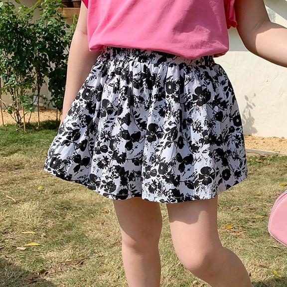 piuwrlz Shorts for Kid Toddler Boy Girls Flower Printed Single Piece Short Trousers Black Size 5-6Years