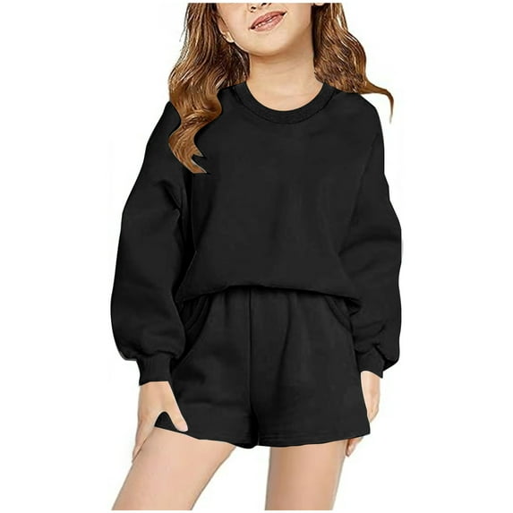 piuwrlz Shirt and Short Pants Set Baby Boys Girls Long Sleeves Summer Children's Set Black Size 5 Years