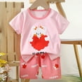 thumbnail image 1 of Piuwrlz Shirt and Short Pants Set Baby Boys Girls Printed Round Neck Tight Shirt Summer Children's Set Pink Size 6 Years, 1 of 3