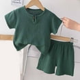 thumbnail image 1 of piuwrlz Shirt and Short Pants Set Baby Boys Girls Solid Color Cotton Summer Children's Set Green Size 2-3 Years, 1 of 9