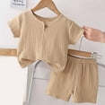 thumbnail image 1 of piuwrlz Shirt and Short Pants Set Baby Boys Girls Solid Color Cotton Summer Children's Set Khaki Size 3-4 Years, 1 of 3
