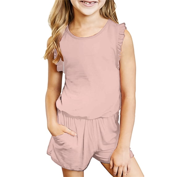 piuwrlz Shirt and Short Pants Set Baby Boys Girls Solid Color Cotton Summer Children's Set Pink Size 5-6 Years