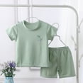 thumbnail image 1 of piuwrlz Shirt and Short Pants Set Baby Boys Girls Solid Color Summer Children's Set Green Size 90, 1 of 3