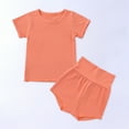 thumbnail image 1 of piuwrlz Shirt and Shorts Set for Baby Boys Girls Fashionable Solid Color Round Neck Summer Children's Set Orange Size 3-4 Years, 1 of 9