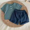 thumbnail image 1 of piuwrlz Shirt and Shorts Set for Baby Boys Girls New Pocket Solid Color Summer Children's Set Green Size 12-18 Months, 1 of 4