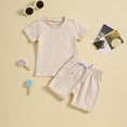thumbnail image 1 of piuwrlz Shirt and Shorts Set for Baby Boys Girls Pocket Fashionable Solid Color Summer Children's Set Beige Size 2 Years, 1 of 9