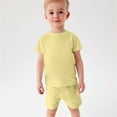 thumbnail image 1 of piuwrlz Shirt and Shorts Set for Baby Boys Girls Solid Color Cotton Summer Children's Set Yellow Size 3-4 Years, 1 of 9