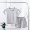 thumbnail image 1 of piuwrlz Shirt and Shorts Set for Baby Boys Girls Solid Color Summer Children's Set Gray Size 80, 1 of 3