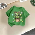 thumbnail image 1 of piuwrlz Short Shirts Sleeve Kids Girls T-Shirts Tops Fashionable Printed Round Neck Blouses Cotton T Shirt Top Army Green Size 2-3 Years, 1 of 9