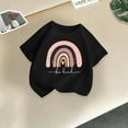 thumbnail image 1 of piuwrlz Short Shirts Sleeve Kids Girls T-Shirts Tops Fashionable Printed Round Neck Blouses Cotton T Shirt Top Black Size 10-11 Years, 1 of 9