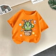 thumbnail image 1 of piuwrlz Short Shirts Sleeve Kids Girls T-Shirts Tops Fashionable Printed Round Neck Blouses Cotton T Shirt Top Orange Size 12-13 Years, 1 of 9