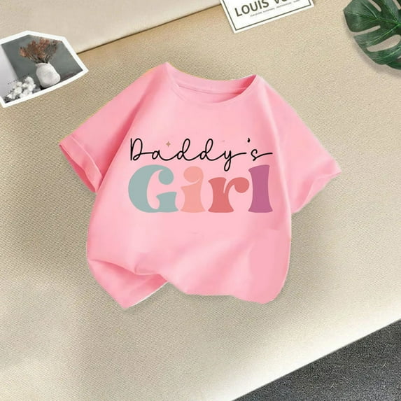 piuwrlz Short Shirts Sleeve Kids Girls T-Shirts Tops Fashionable Printed Round Neck Blouses Cotton T Shirt Top Pink Size 12-13 Years