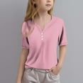 thumbnail image 1 of piuwrlz Short Shirts Sleeve Kids Girls T-Shirts Tops Round Neck T Shirt Top Pink Size 5 Years, 1 of 5