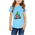 thumbnail image 1 of piuwrlz Short Tops Sleeve Shirts for Girls Printed Round Neck Tops Shirt Undershirts Sky Blue Size 3 Years, 1 of 4